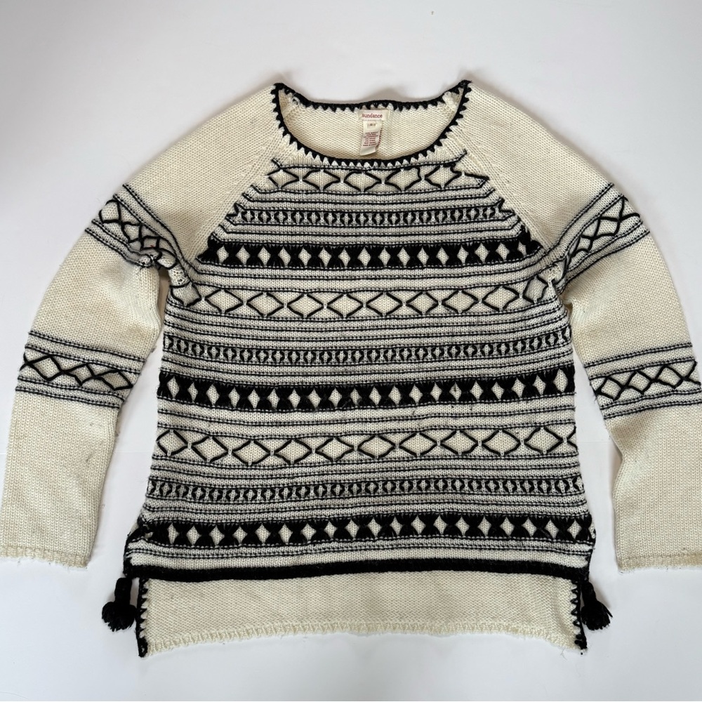 Sundance Catalog‎ Delaney Pullover Sweater Embroidered Lambswool Blend Cozy Boho